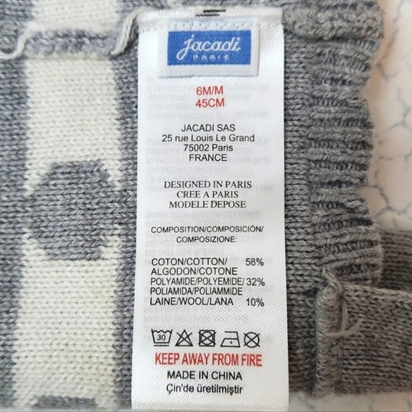 Jacadi Grey/White Polkadot Hat (6M), Scarf (TU), & Mitten (T1) Set ~ EUC - Picture 4 of 8